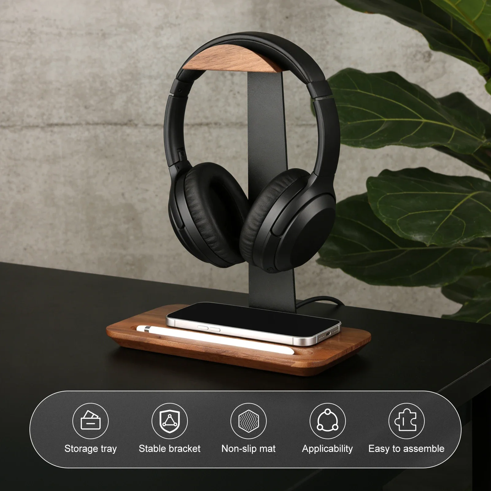 Penyangga Headphone Kayu Unive - Headphone Stand Desk ulasan dan harga